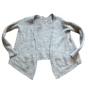 $128 FREE PEOPLE Weekend Getaway Alpaca Blend Gray Crop Cardigan Knit Sweater XS